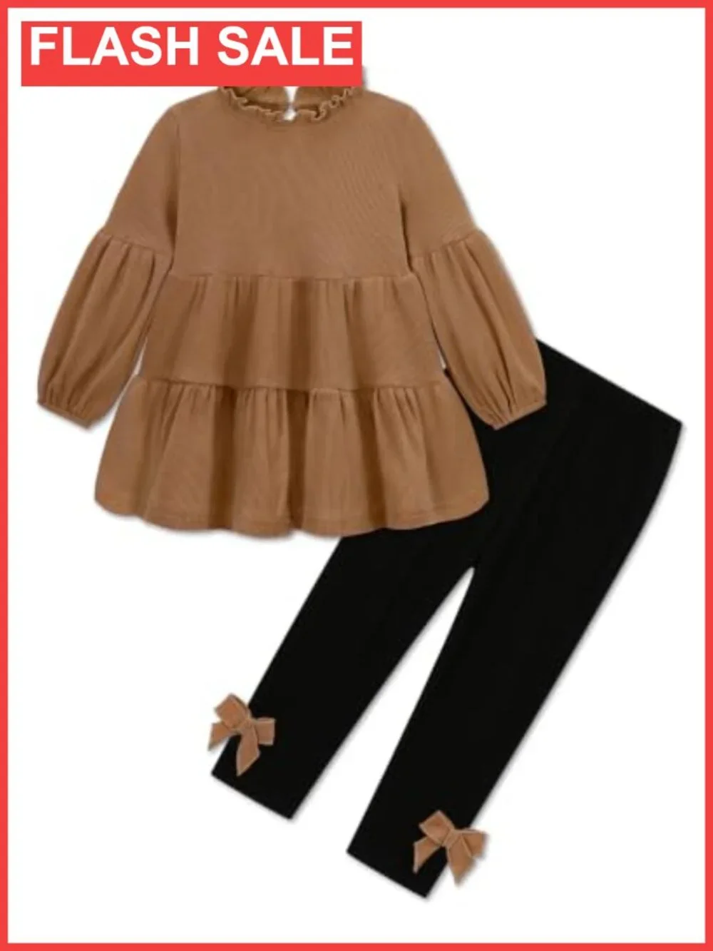 Toddler Girls 2pc Outfit Set Ruffle Mock Neck Top Leggings Fall Winter